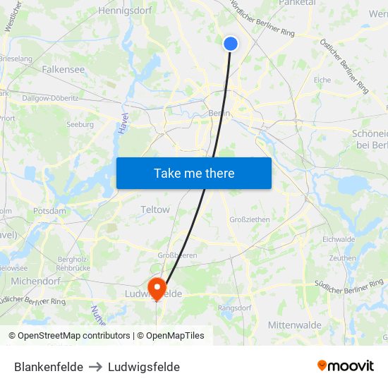 Blankenfelde to Ludwigsfelde map