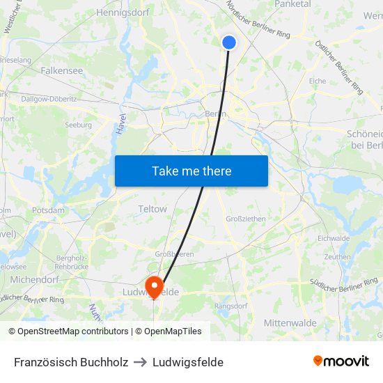 Französisch Buchholz to Ludwigsfelde map