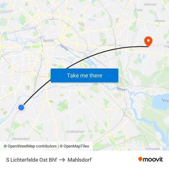 S Lichterfelde Ost Bhf to Mahlsdorf map