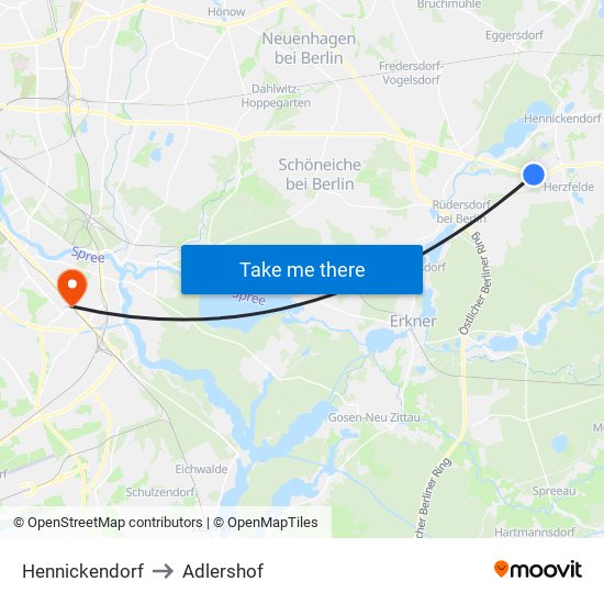 Hennickendorf to Adlershof map