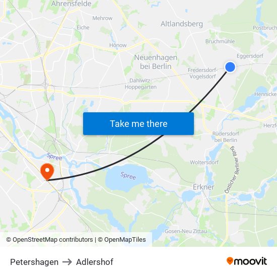 Petershagen to Adlershof map