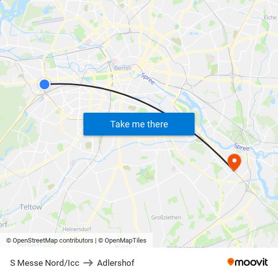 S Messe Nord/Icc to Adlershof map