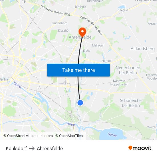 Kaulsdorf to Ahrensfelde map