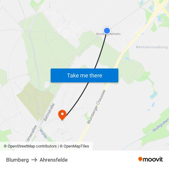 Blumberg to Ahrensfelde map