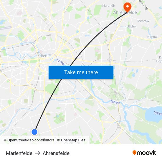 Marienfelde to Ahrensfelde map