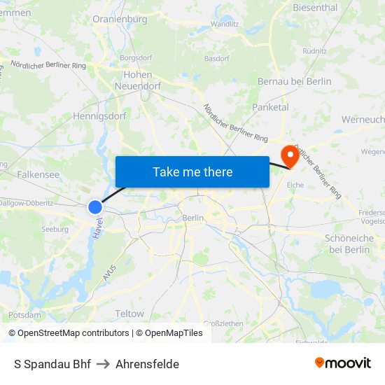 S Spandau Bhf to Ahrensfelde map