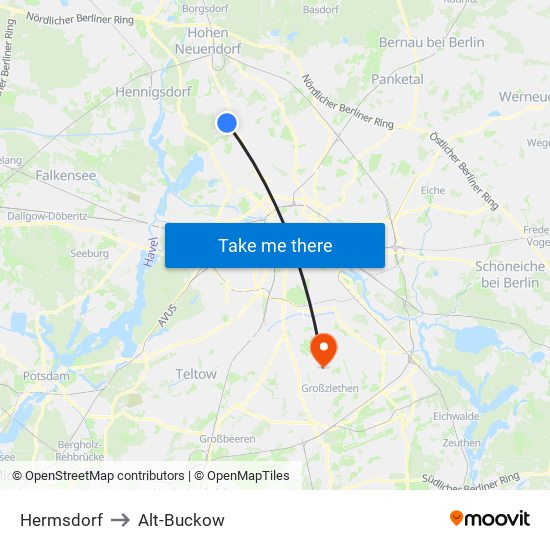 Hermsdorf to Alt-Buckow map