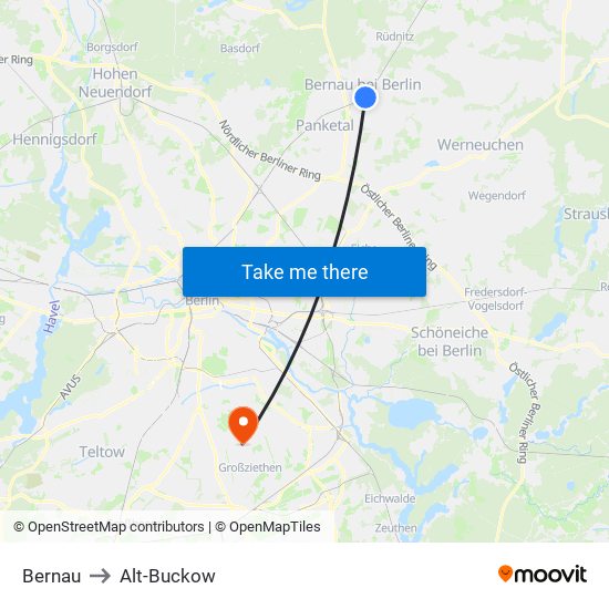 Bernau to Alt-Buckow map