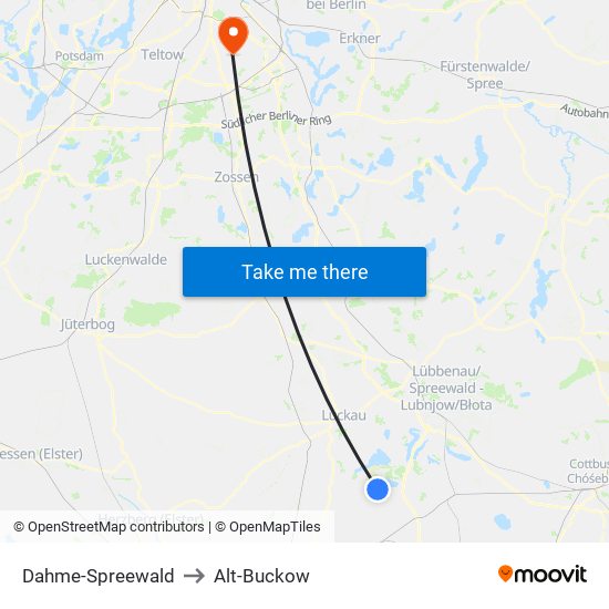 Dahme-Spreewald to Alt-Buckow map