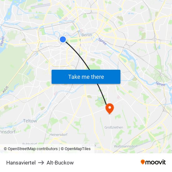 Hansaviertel to Alt-Buckow map