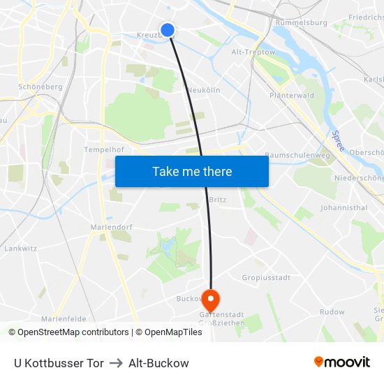 U Kottbusser Tor to Alt-Buckow map