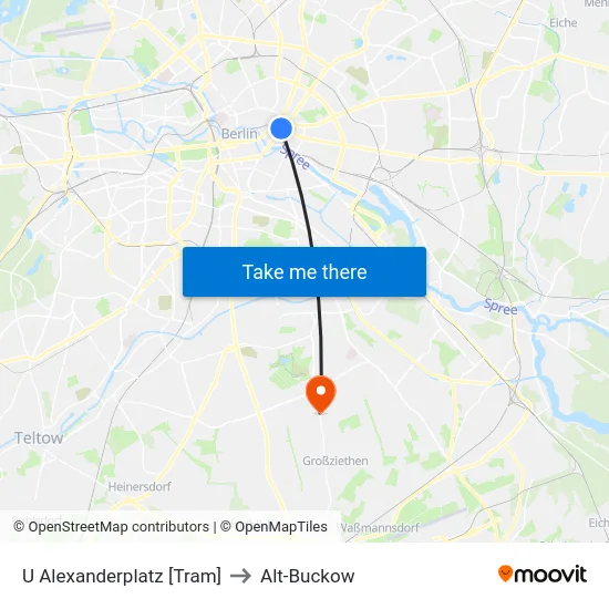 U Alexanderplatz [Tram] to Alt-Buckow map