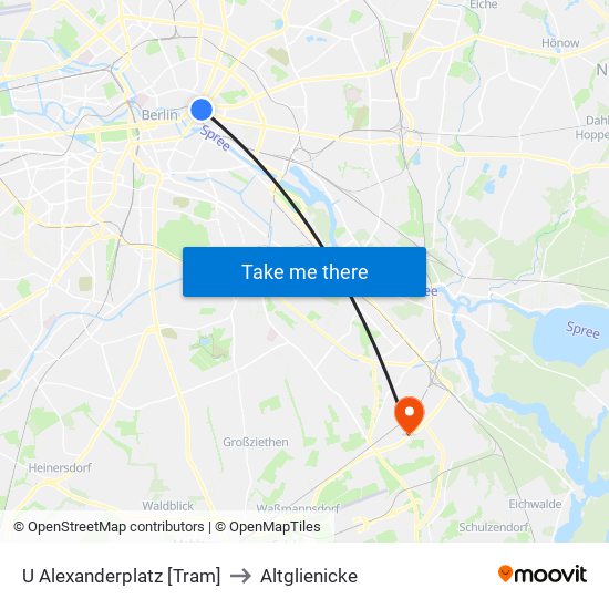 U Alexanderplatz [Tram] to Altglienicke map