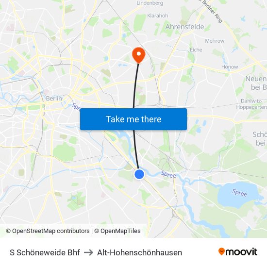 S Schöneweide Bhf to Alt-Hohenschönhausen map