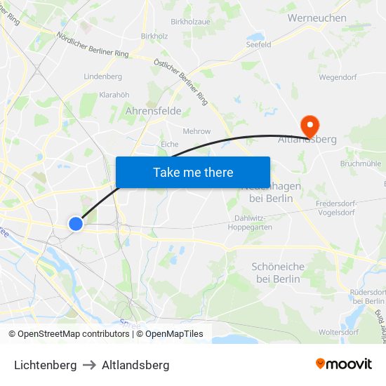 Lichtenberg to Altlandsberg map