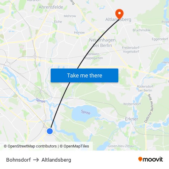 Bohnsdorf to Altlandsberg map