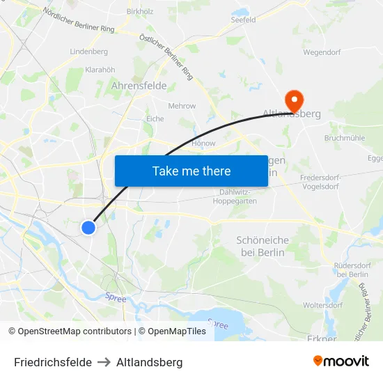 Friedrichsfelde to Altlandsberg map