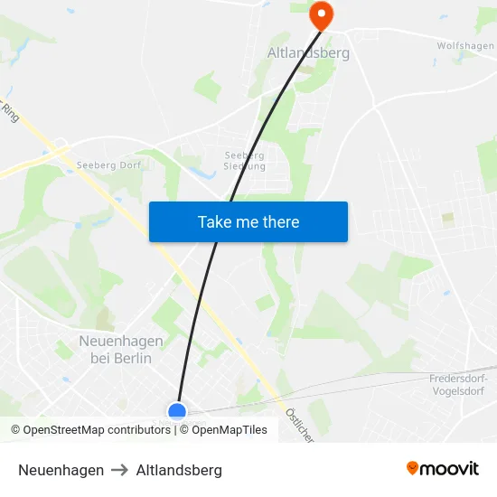 Neuenhagen to Altlandsberg map