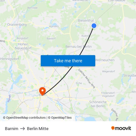 Barnim to Berlin Mitte map