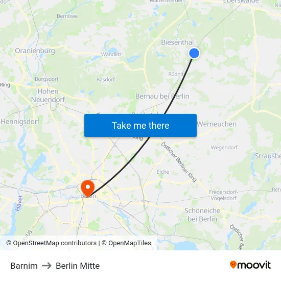 Barnim to Berlin Mitte map