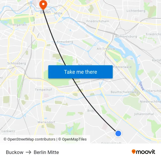 Buckow to Berlin Mitte map