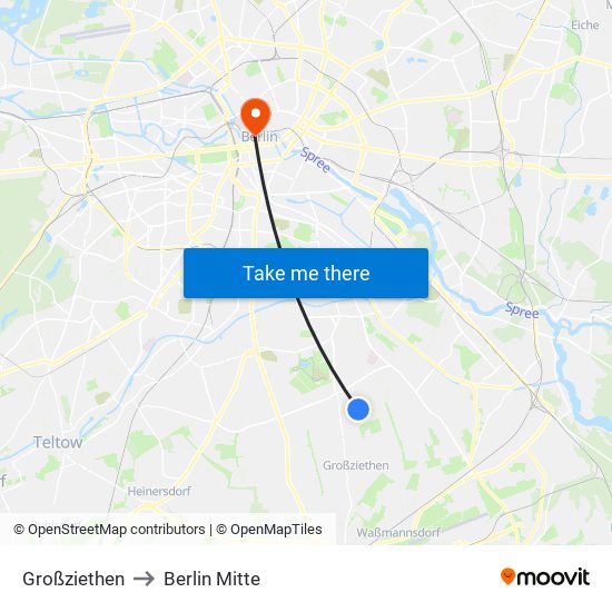 Großziethen to Berlin Mitte map