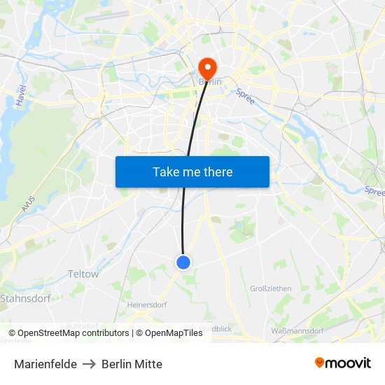 Marienfelde to Berlin Mitte map