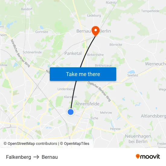 Falkenberg to Bernau map