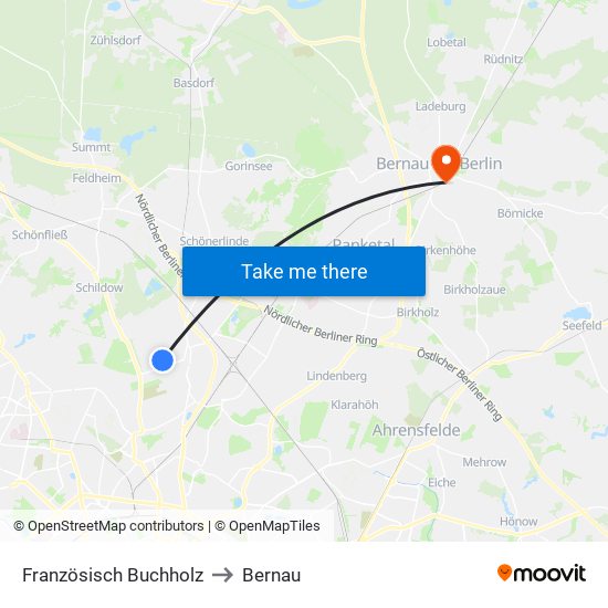 Französisch Buchholz to Bernau map
