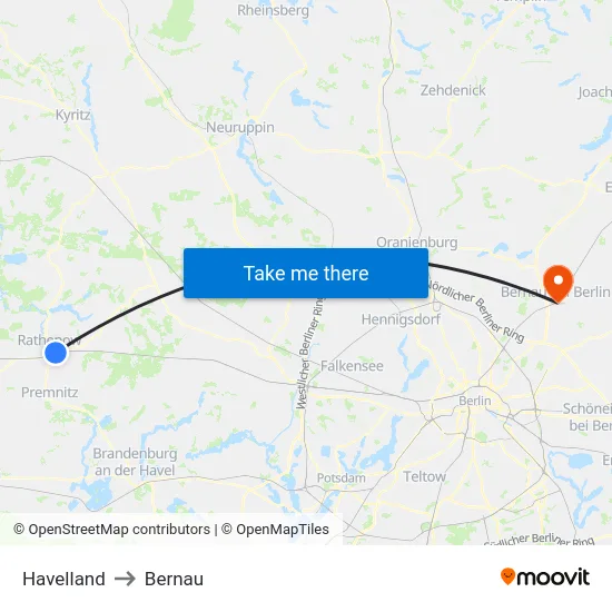 Havelland to Bernau map