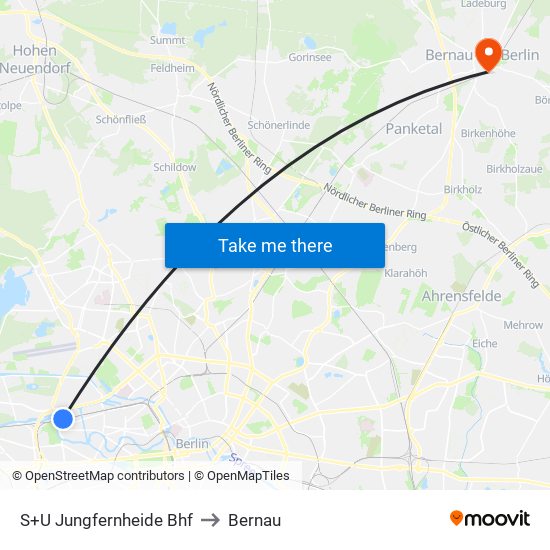 S+U Jungfernheide Bhf to Bernau map