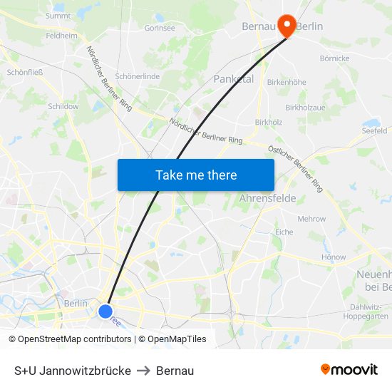 S+U Jannowitzbrücke to Bernau map