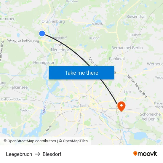 Leegebruch to Biesdorf map