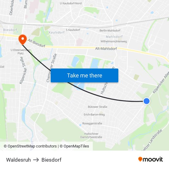 Waldesruh to Biesdorf map