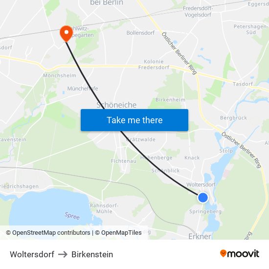 Woltersdorf to Birkenstein map