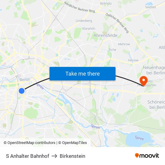 S Anhalter Bahnhof to Birkenstein map