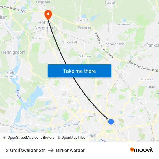 S Greifswalder Str. to Birkenwerder map