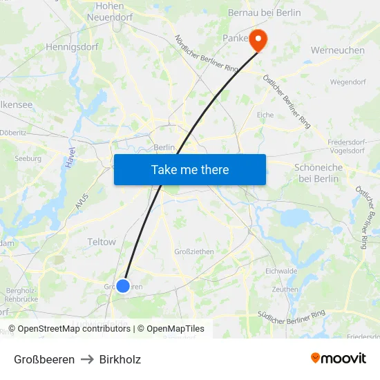 Großbeeren to Birkholz map