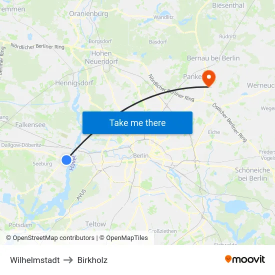 Wilhelmstadt to Birkholz map