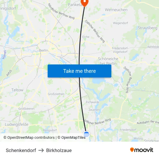 Schenkendorf to Birkholzaue map
