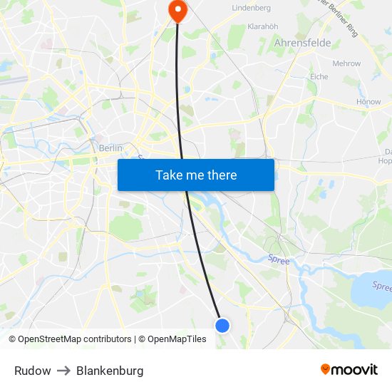 Rudow to Blankenburg map