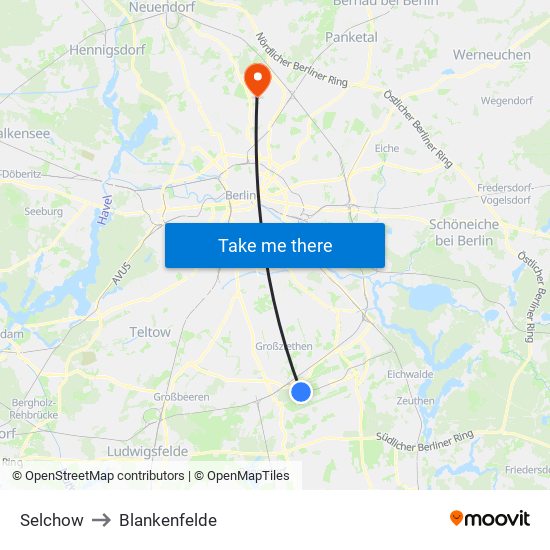 Selchow to Blankenfelde map