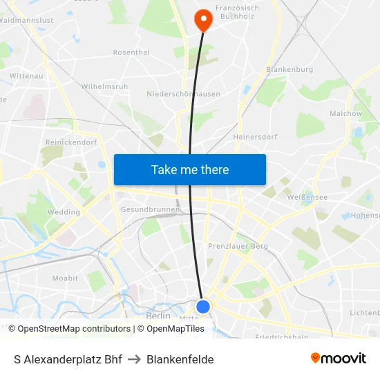 S Alexanderplatz Bhf to Blankenfelde map