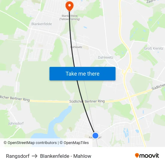 Rangsdorf to Blankenfelde - Mahlow map