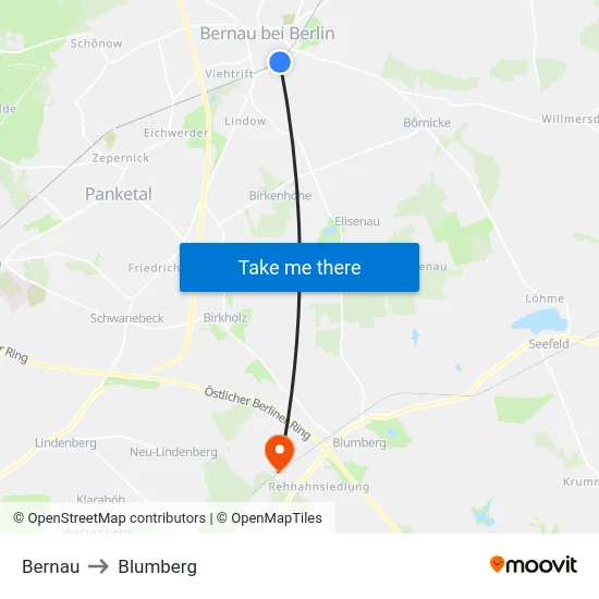 Bernau to Blumberg map