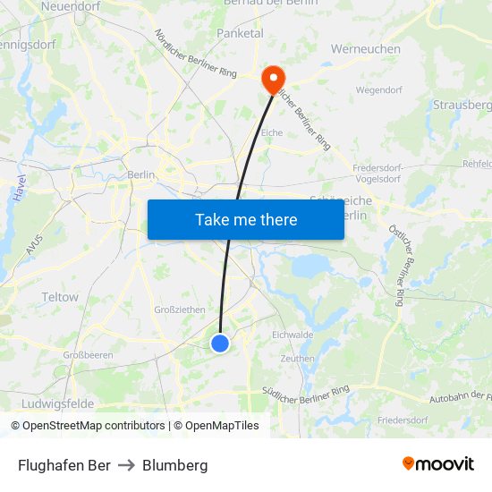 Flughafen Ber to Blumberg map