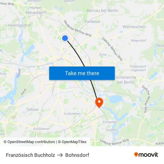 Französisch Buchholz to Bohnsdorf map