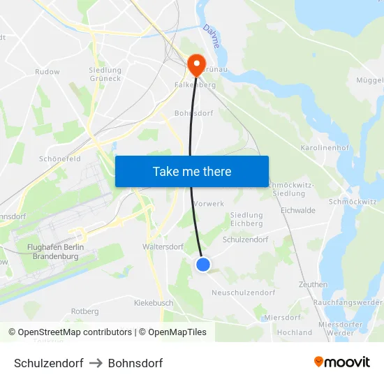 Schulzendorf to Bohnsdorf map