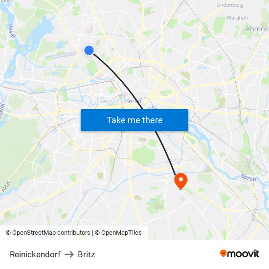 Reinickendorf to Britz map