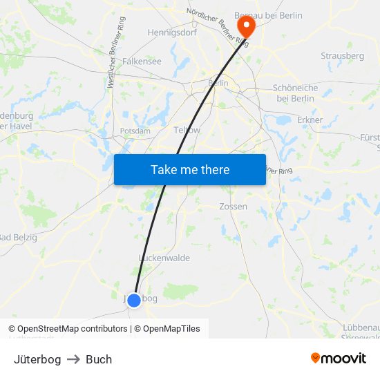 Jüterbog to Buch map